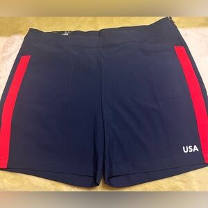 DUNNING  GOLF USA  PERFORMANCE Navy and Red Women's Shorts 5” INSEAM SIZE XL